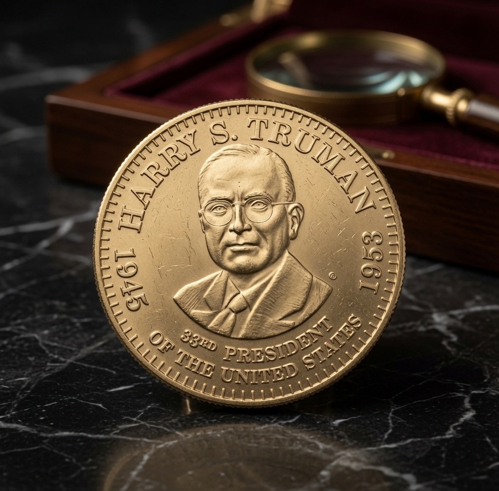 Harry S. Truman 33rd President 1945-1953 Brass Commemorative Medal Token Coin VF